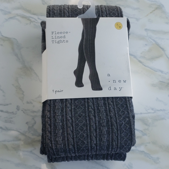 Cable Knit Sweater Tights S/M Charcoal